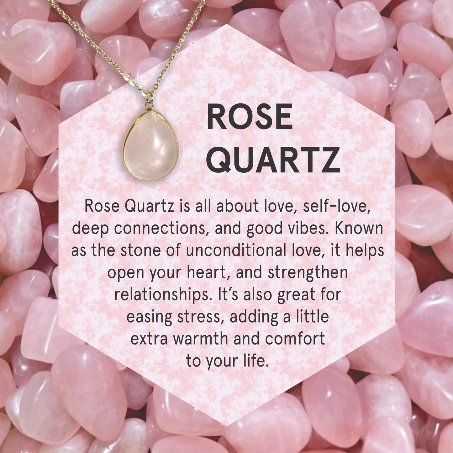Rose Quartz Teardrop Necklace – 18k Gold Plated Healing Crystal Jewelry