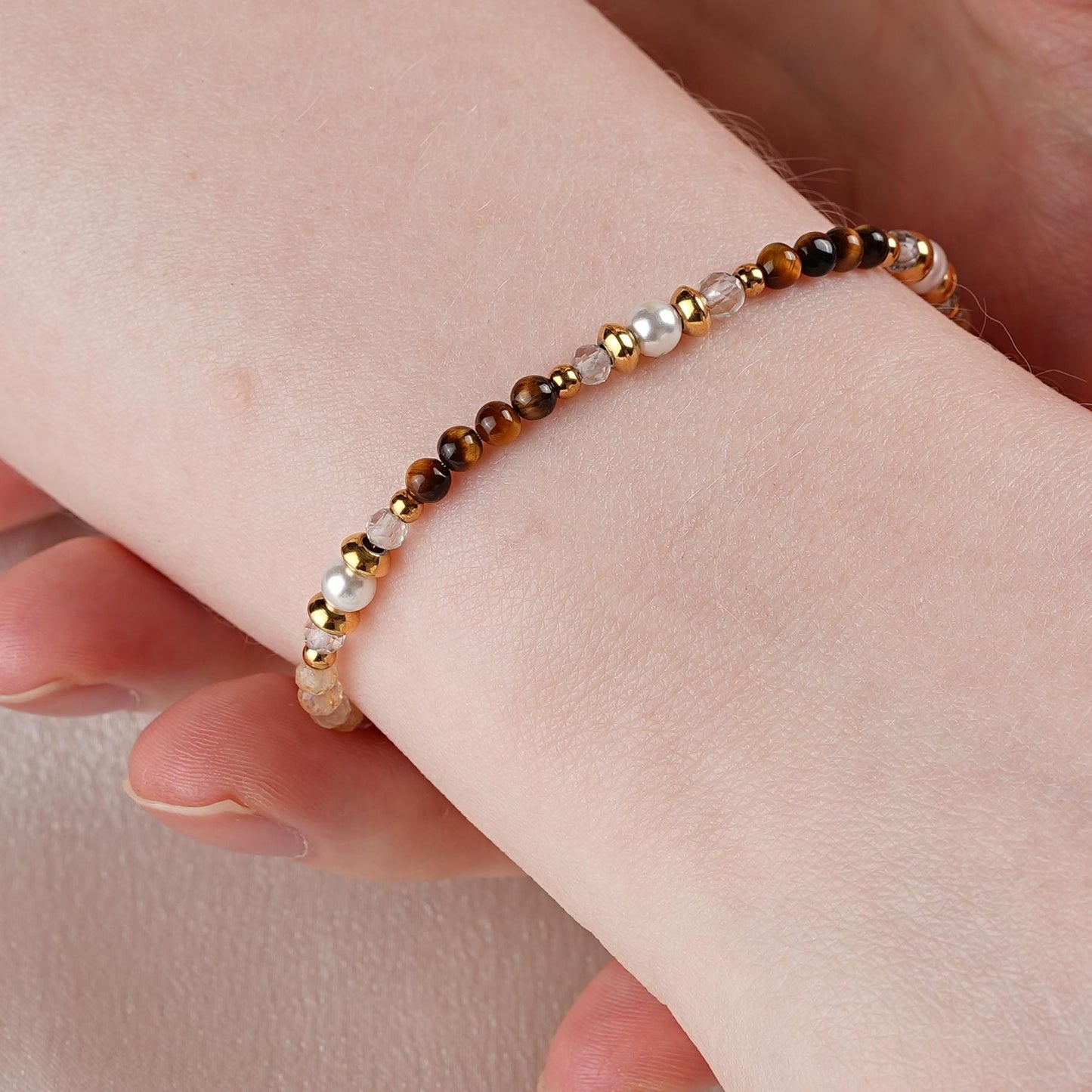 Glow Getter Bracelet – Citrine, Tiger’s Eye & Clear Quartz Crystal Healing Jewelry