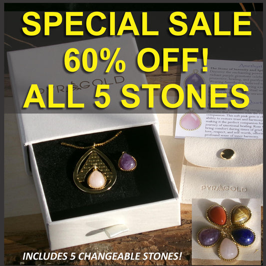 Crystal Pyramid Pendant Necklace – Amethyst, Rose Quartz & Red Jasper Healing Crystal Jewelry Gift for Her