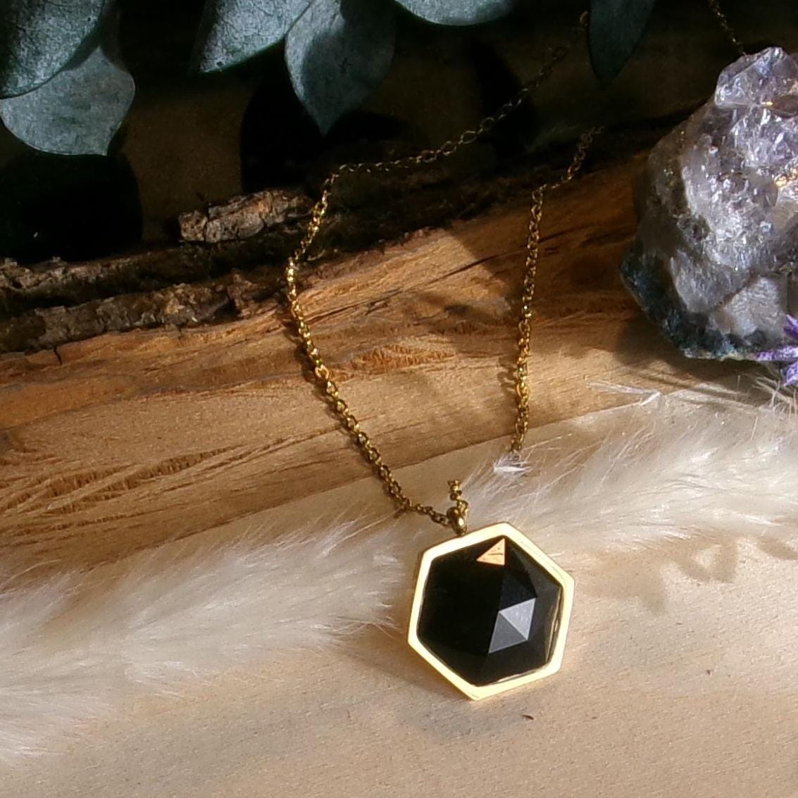 Black Agate Protection Necklace – Genuine Crystal Jewelry Gift for Girlfriend, Healing & Bridesmaid