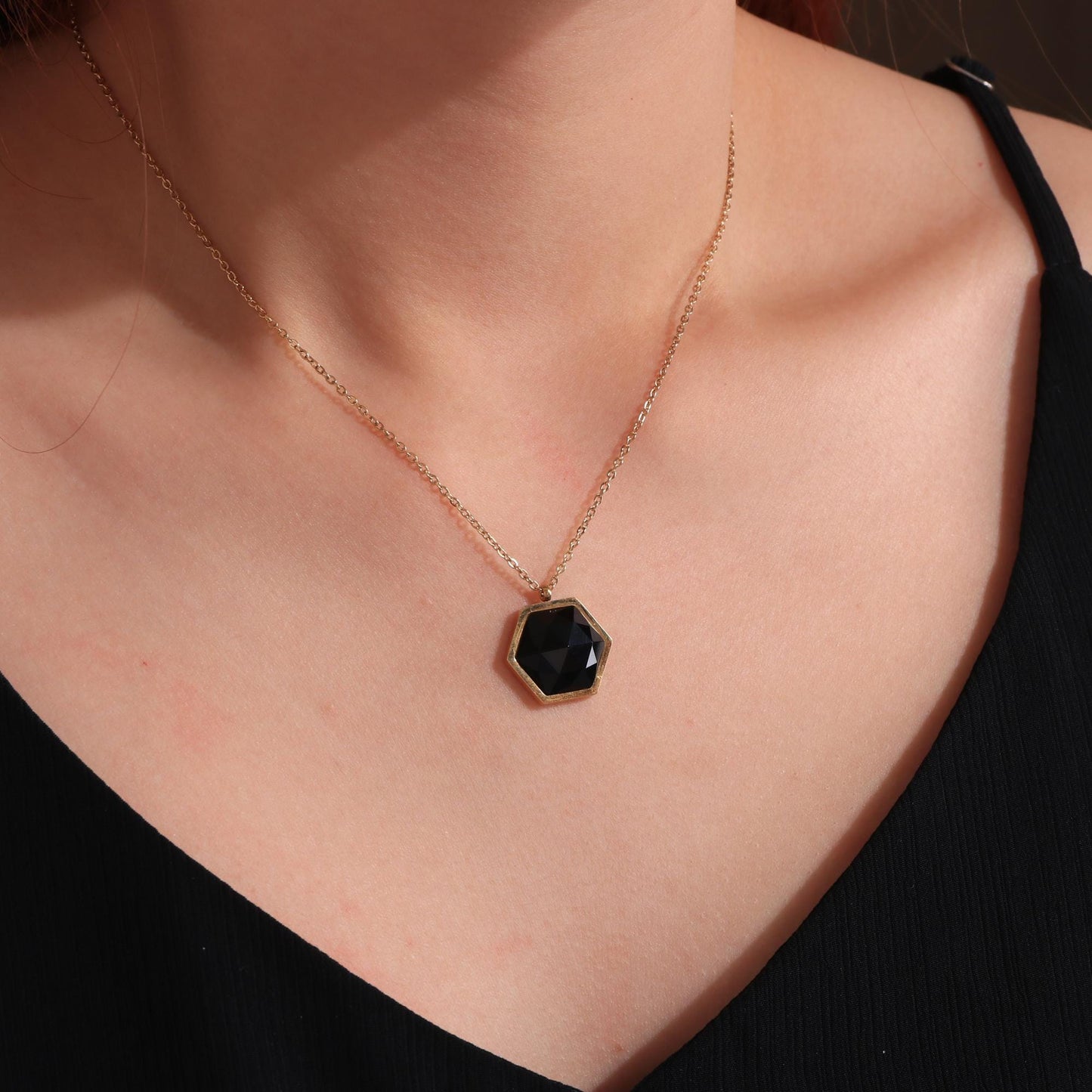 Black Agate Protection Necklace – Genuine Crystal Jewelry Gift for Girlfriend, Healing & Bridesmaid