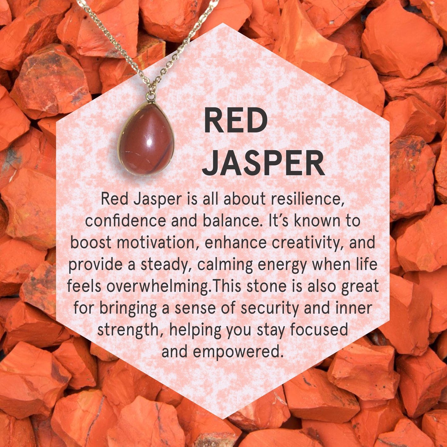 Red Jasper Teardrop Necklace: 18k Gold Plated Healing Crystal