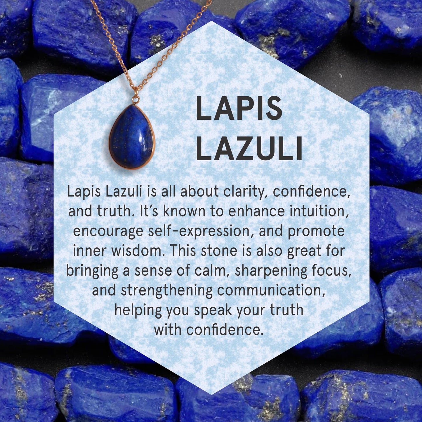 Lapis Lazuli Necklace: 18k Gold Plated Teardrop Gemstone Pendant