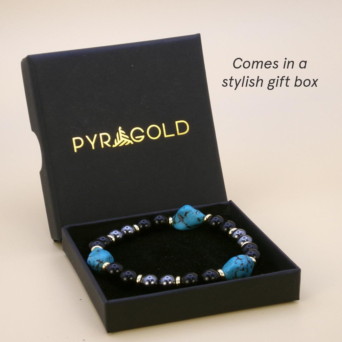 Turquoise, Hematite & Black Agate Bracelet – Unisex Healing Crystal Jewelry for Grounding & Protection