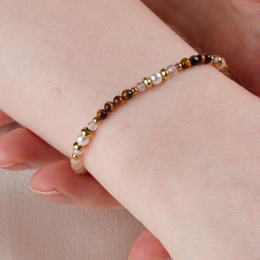Glow Getter Bracelet – Citrine, Tiger’s Eye & Clear Quartz Crystal Healing Jewelry