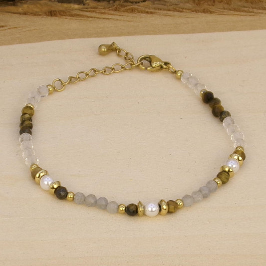 Labradorite & Tiger’s Eye Bracelet – Golden Aura Healing Crystal Jewelry for Empowerment