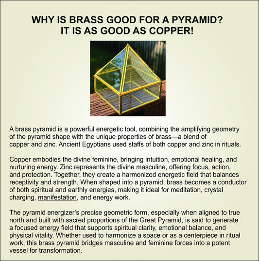 Brass & Glass Pyramid Energizer – Crystal & Jewelry Charging Pyramid for Manifestation