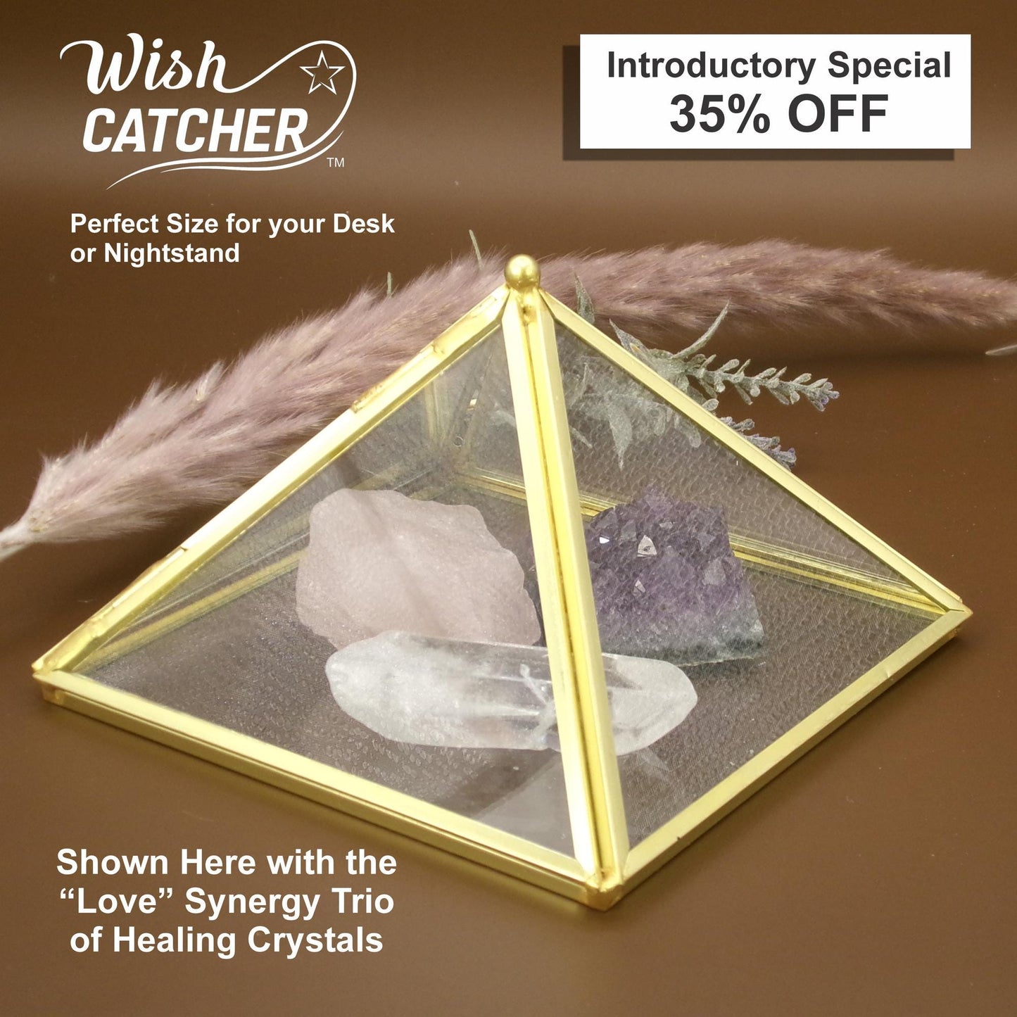 Brass WishCatcher Pyramid – Copper Crystal & Jewelry Energizer for Healing, Manifestation & Luck